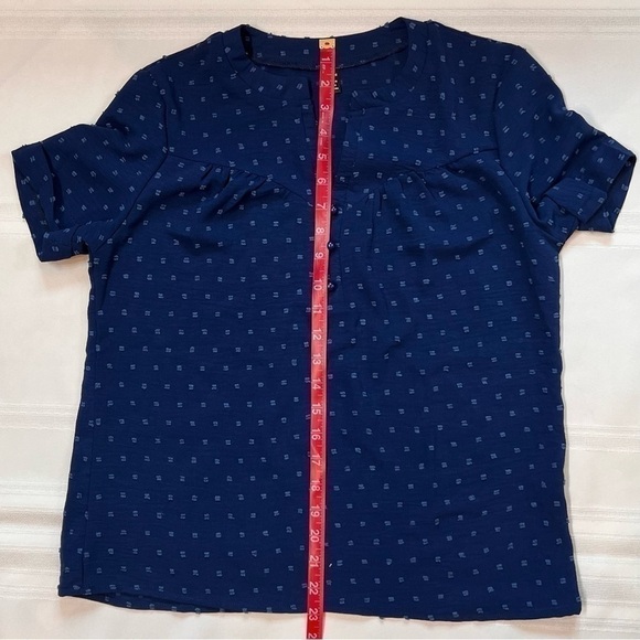 $5 ADD ON with $15+ Bundle  Swiss Dot Baby Doll Top‎ Blouse Sz S Blue EUC - Picture 5 of 8